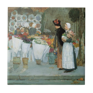 Azulejo En La Florista de Childe Hassam, Arte Antiguo Fino