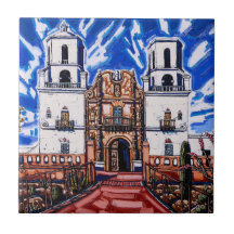"En las alas del cielo, San Xavier" Tile