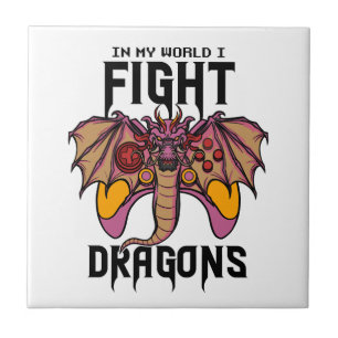 Azulejo En mi mundo lucho contra los dragones