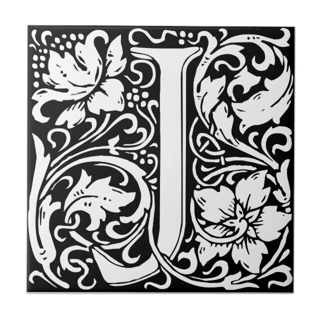 Azulejo en negro y blanco de estilo modernista con (Frente)
