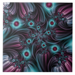 Azulejo En profundidad Arte fractal rosa azul abstracto ab