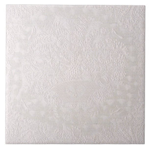 Azulejo Encaje decorativo rosa sobre blanco