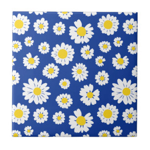 Azulejo Encantador diseño floral de margarita sobre fondo
