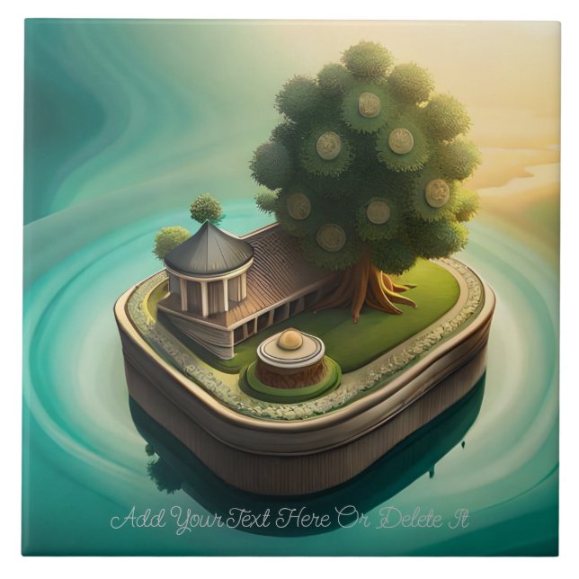 Azulejo Encanto Esmeralda - Hogar de ensueño, árbol de la  (Frente)