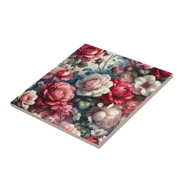 Azulejo Encanto Floral Rosa Atemporal (Lado)