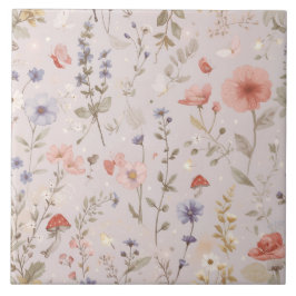 Azulejo Enchanted Garden Wildflower Butterfly Botanical