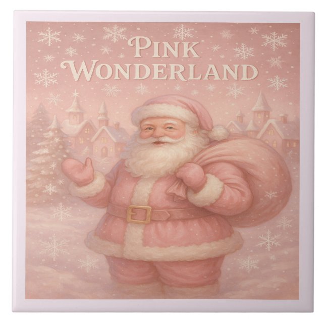 Azulejo Enchanted Pink Wonderland Santa Ceramic Tile (Frente)