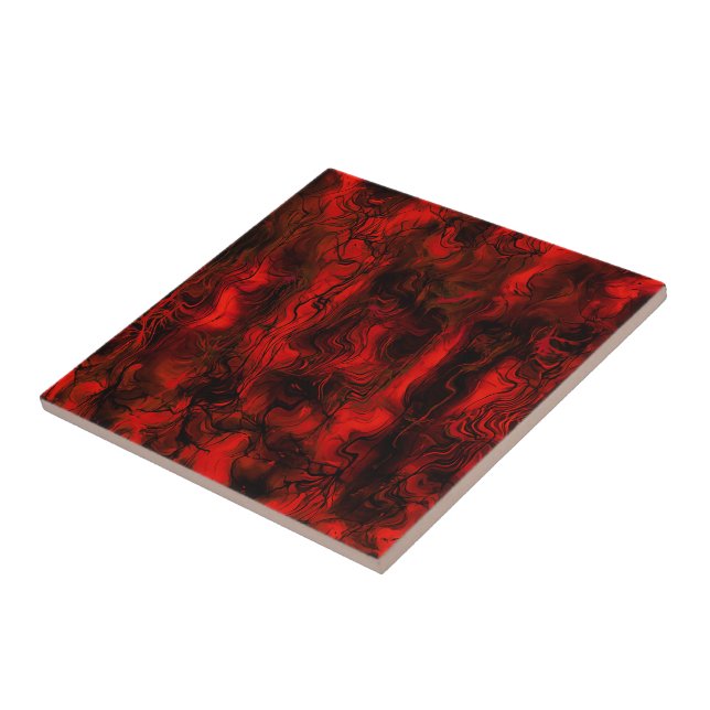 Azulejo Energía Nerviosa Grungy Resumen Arte Rojo Y Negro. (Lado)