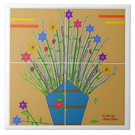 Azulejo "Énfasis floral" 6x6 mosaico cerámico