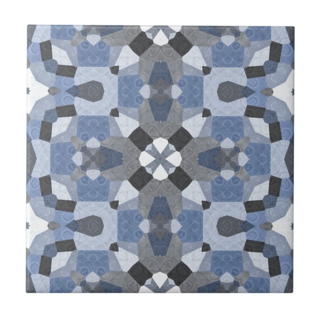 Azulejo Énfasis moderno azul y gris (Frente)