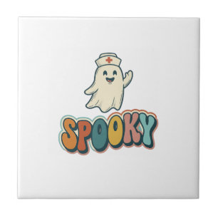 Azulejo Enfermera de Halloween Fantasma Espeluznante Retro
