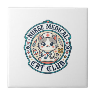 Azulejo Enfermera Gato Médico Diseño Divertido Amante de l