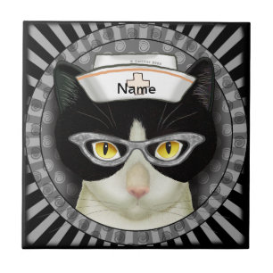 Azulejo Enfermera para gatos de Tuxedo