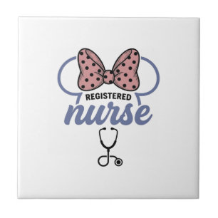 Azulejo Enfermera registrada Bow Stethoscope Gráfico Vinta