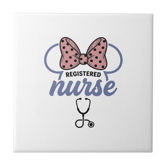 Azulejo Enfermera registrada Bow Stethoscope Gráfico Vinta (Frente)