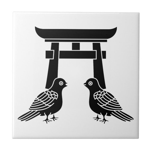 Azulejo Enfrentando palomas y Torii (Frente)