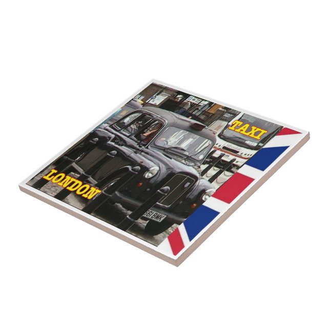 AZULEJO ENG094 LONDRES TAXI DE TAPÓN NEGRO, (Lado)