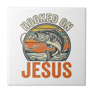 Azulejo Enganchado a Jesús Fe de Pesca de Lubina Vintage