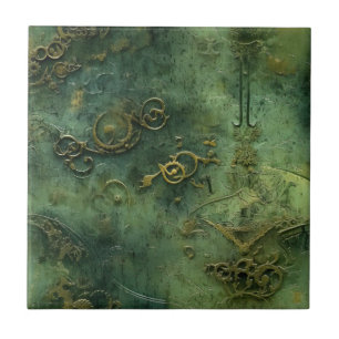 Azulejo Engranajes de vapor del viejo mundo Esmeralda