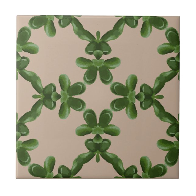 Azulejo Enrejado de Jade en Beige (Frente)