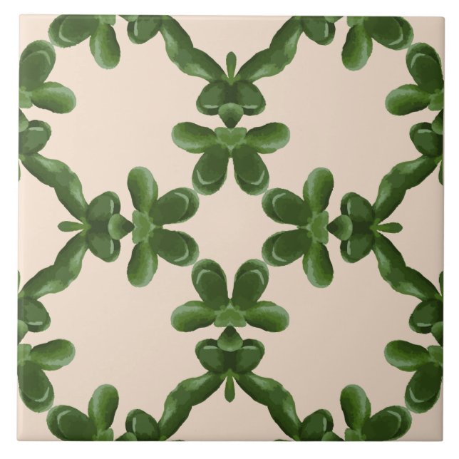 Azulejo Enrejado de Jade en Crema (Frente)