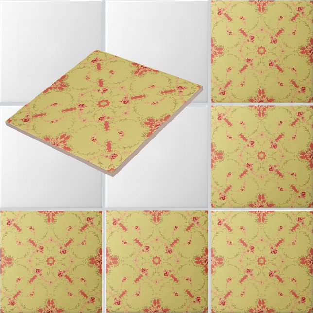 Azulejo Enrejado de rosa rosa con patrón de medallón flora (Subido por el creador)