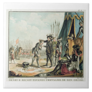 Azulejo Enrique II (1519-59) recibe a Jean de Tavanes como