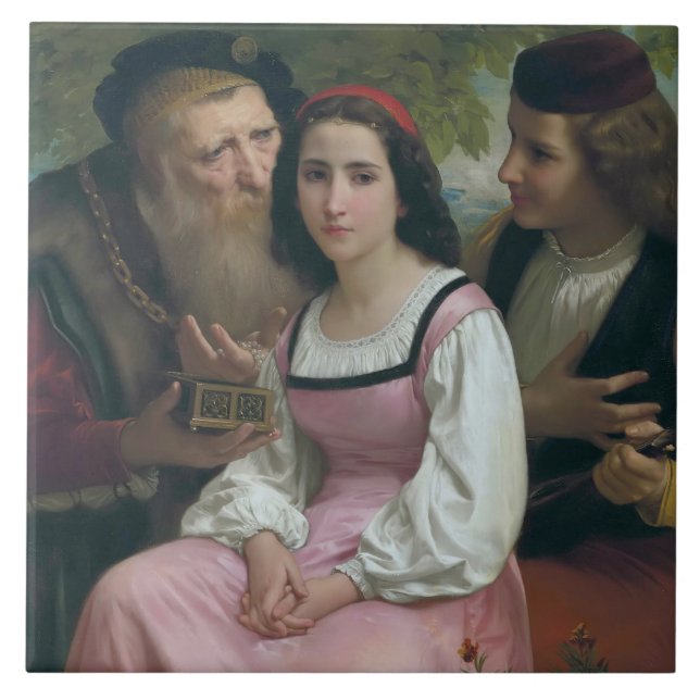 Azulejo Entre la riqueza y el amor (por Bouguereau) (Frente)