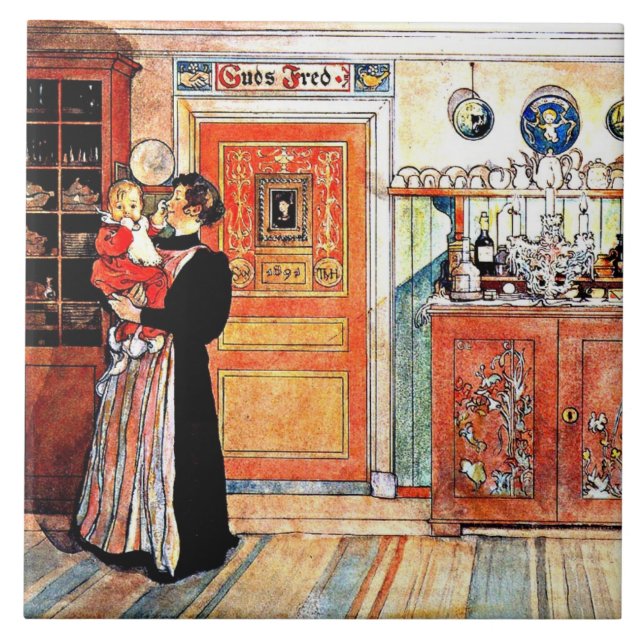 Azulejo Entre Navidades y Nuevo Aco, Carl Larsson, (Frente)