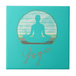 Azulejo Entrenamiento de Yoga Diseño Vintage Meditación o