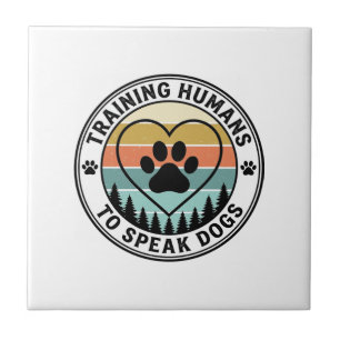Azulejo Entrenando Humanos para Hablar Perros Vintage Paw 