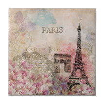 Ephemera Floral Vintage de la Torre Eiffel de Parí