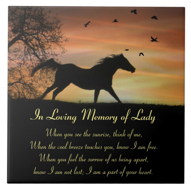Azulejo Equine Horse Memorial Nombre Personalizado Poema E (Frente)