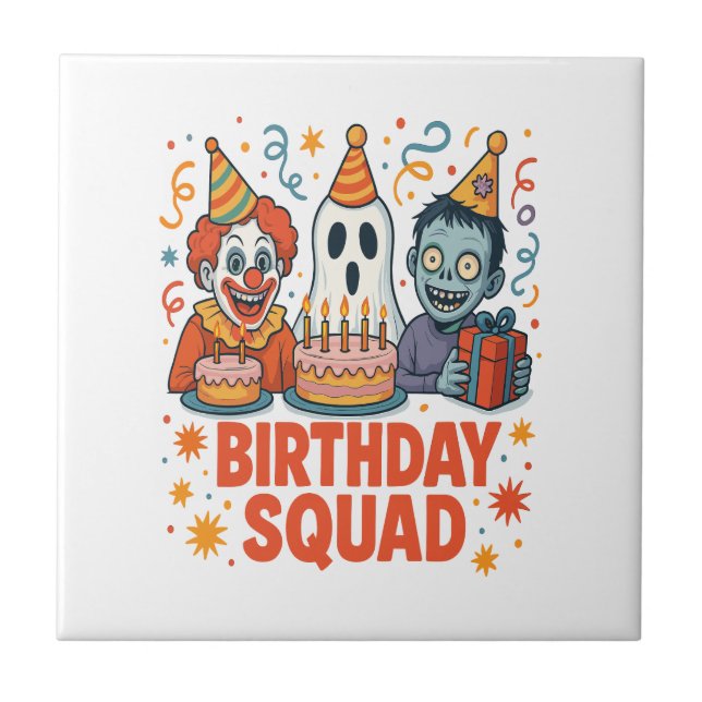 Azulejo Equipo de cumpleaños de Halloween Payaso espeluzna (Frente)