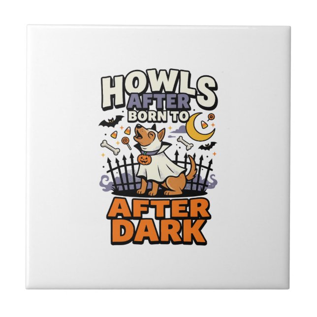 Azulejo Equipo de Perro de Halloween Boo (5) (Frente)