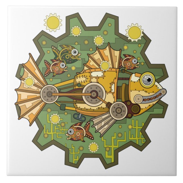 Azulejo Equipo de Pesca, Pez Mecánico Caprichoso (Frente)