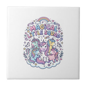 Azulejo Equipo Mágico Pequeño Unicornio Diseño Gráfico Pro