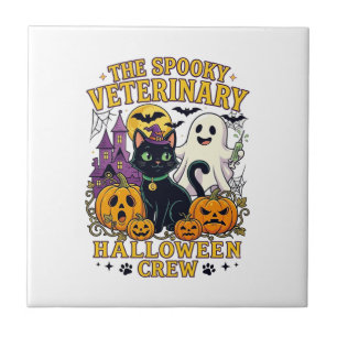 Azulejo Equipo Veterinario Espeluznante de Halloween Gato