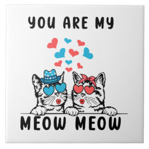 Azulejo Eres Mi Pareja Gato Miau Miau Día de San Valentín