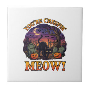 Azulejo Eres un gato negro de Halloween que se arrastra ca