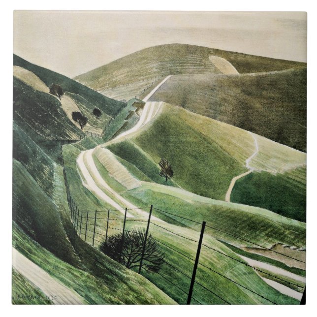 Azulejo Eric Ravilious - Chalk Paths, arte famoso (Frente)