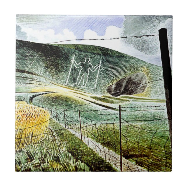 Azulejo Eric Ravilious - El gigante de Wilmington,  (Frente)