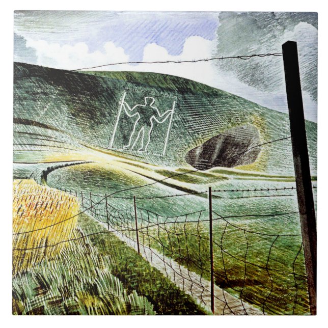 Azulejo Eric Ravilious - El gigante de Wilmington, arte fi (Frente)