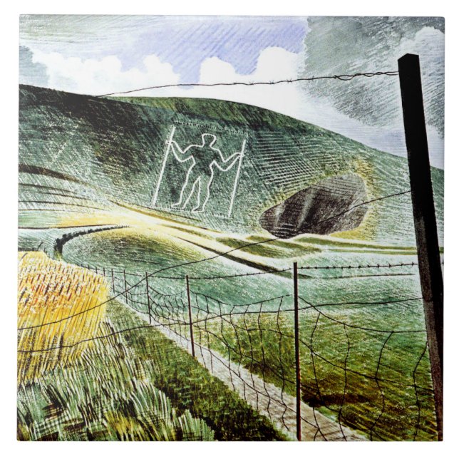 Azulejo Eric Ravilious - El Gigante Wilmington, (Frente)