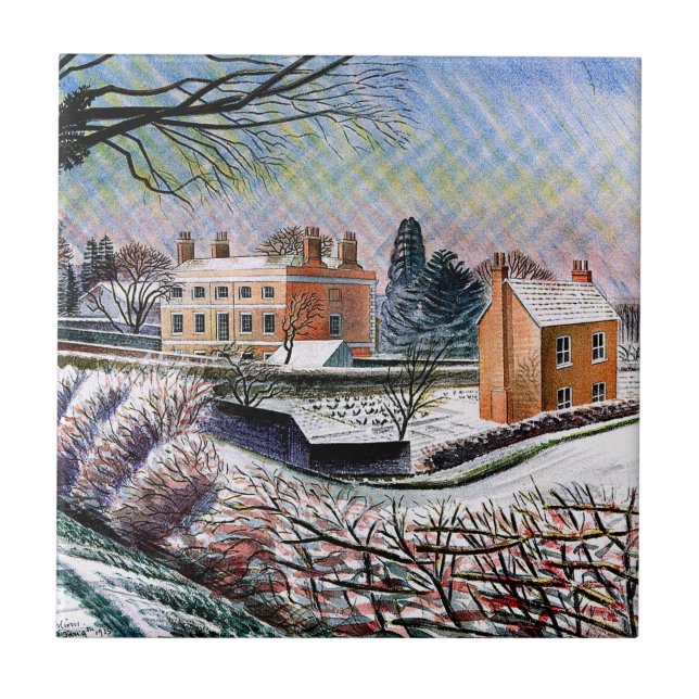 Azulejo Eric Ravilious - El Vicarage en Invierno (Frente)