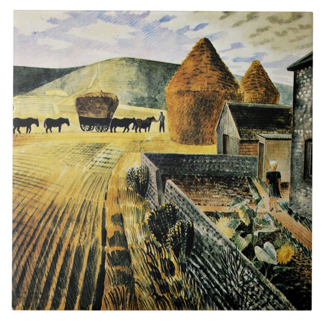 Azulejo Eric Ravilious - Furlongs (Frente)
