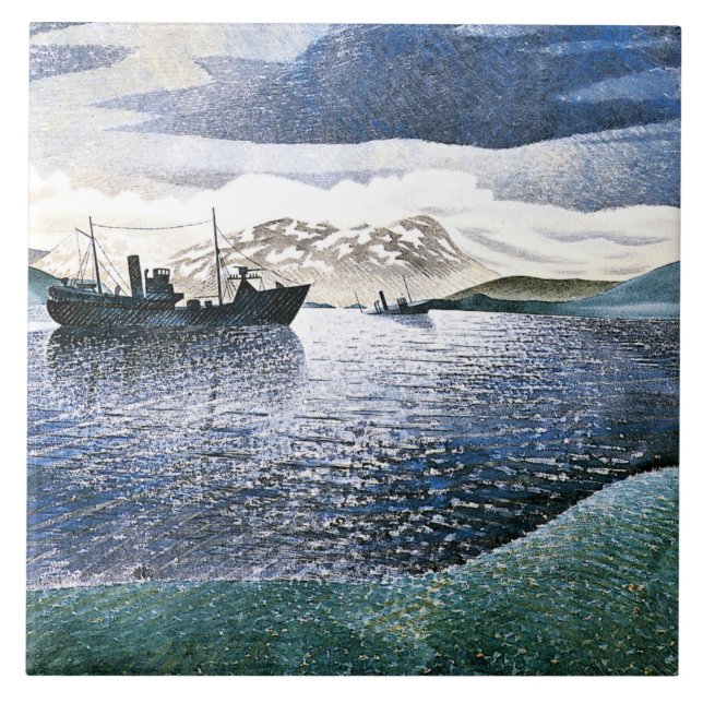 Azulejo Eric Ravilious - Norway, magic realism, (Frente)