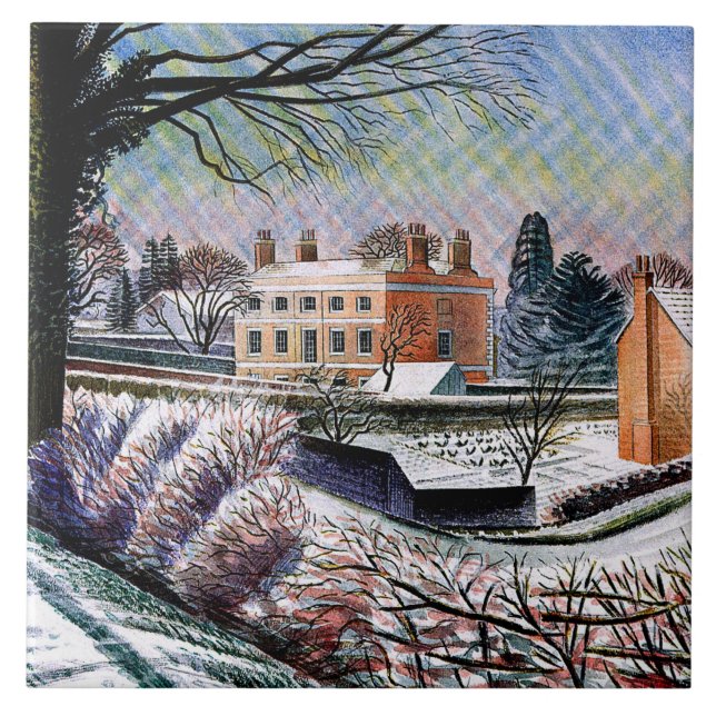 Azulejo Eric Ravilious, Vicarage en Invierno (Frente)