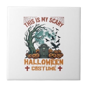 Azulejo Es aterrador disfraz de Halloween Lápida Calabazas