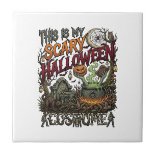 Azulejo Es Calabaza De Caldero De Disfraz De Halloween Esp